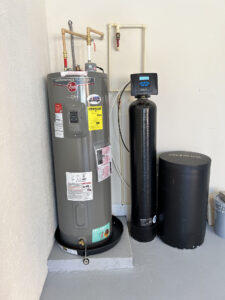 Rheem Tank Hot Water Heater and Water Softener and Filtration System Install